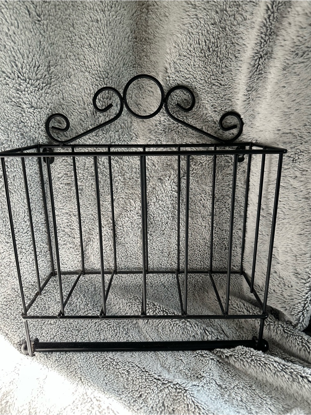 Black Metal Wall-Mounted TP Holder with Basket
